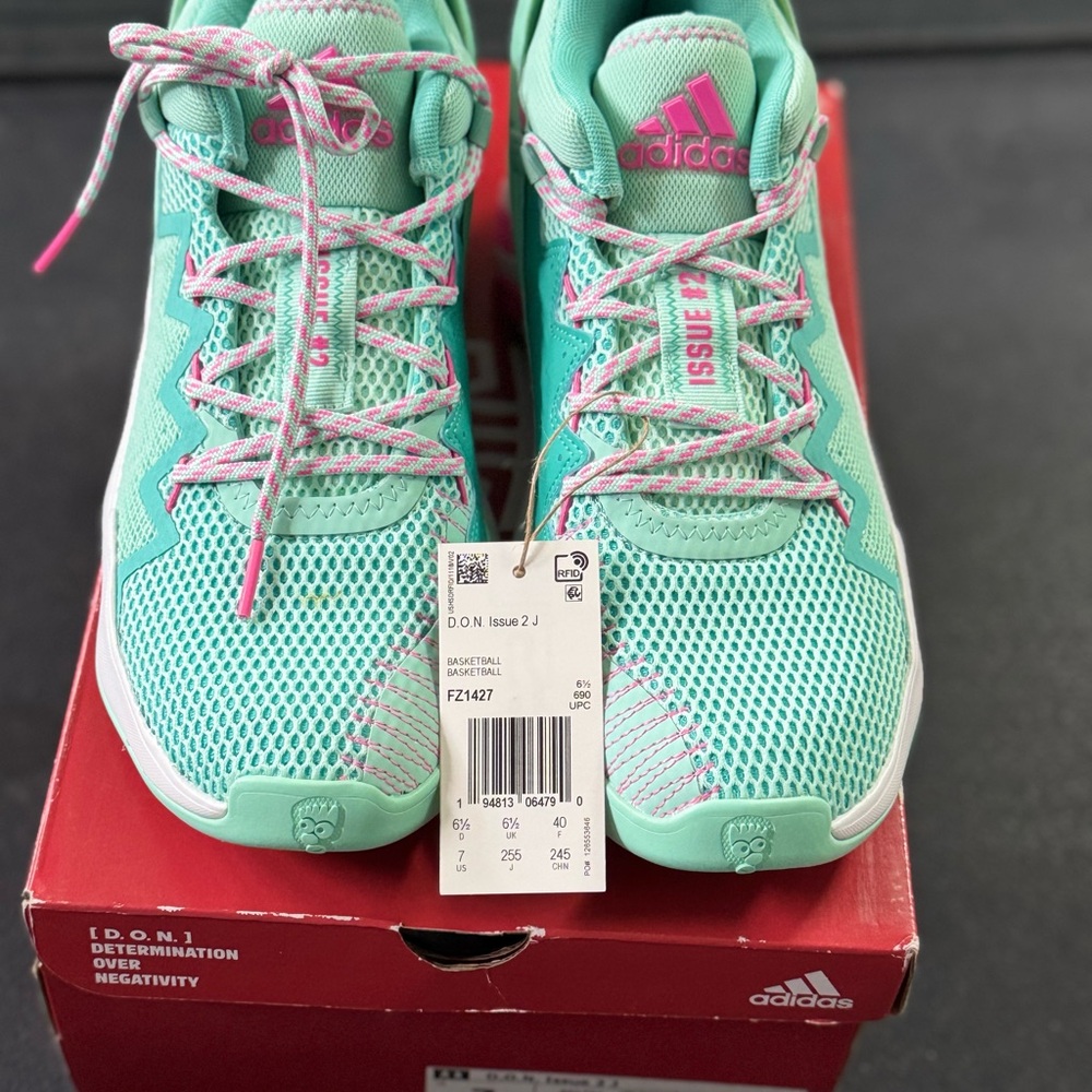 Adidas Kids' Teal and Pink Sneakers